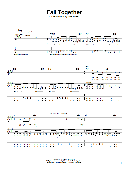 Download Weezer Fall Together Sheet Music