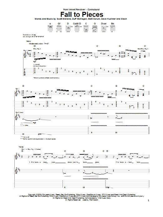 Download Velvet Revolver Fall To Pieces Sheet Music