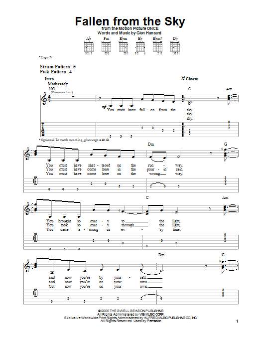 Download The Swell Season Fallen From The Sky Sheet Music