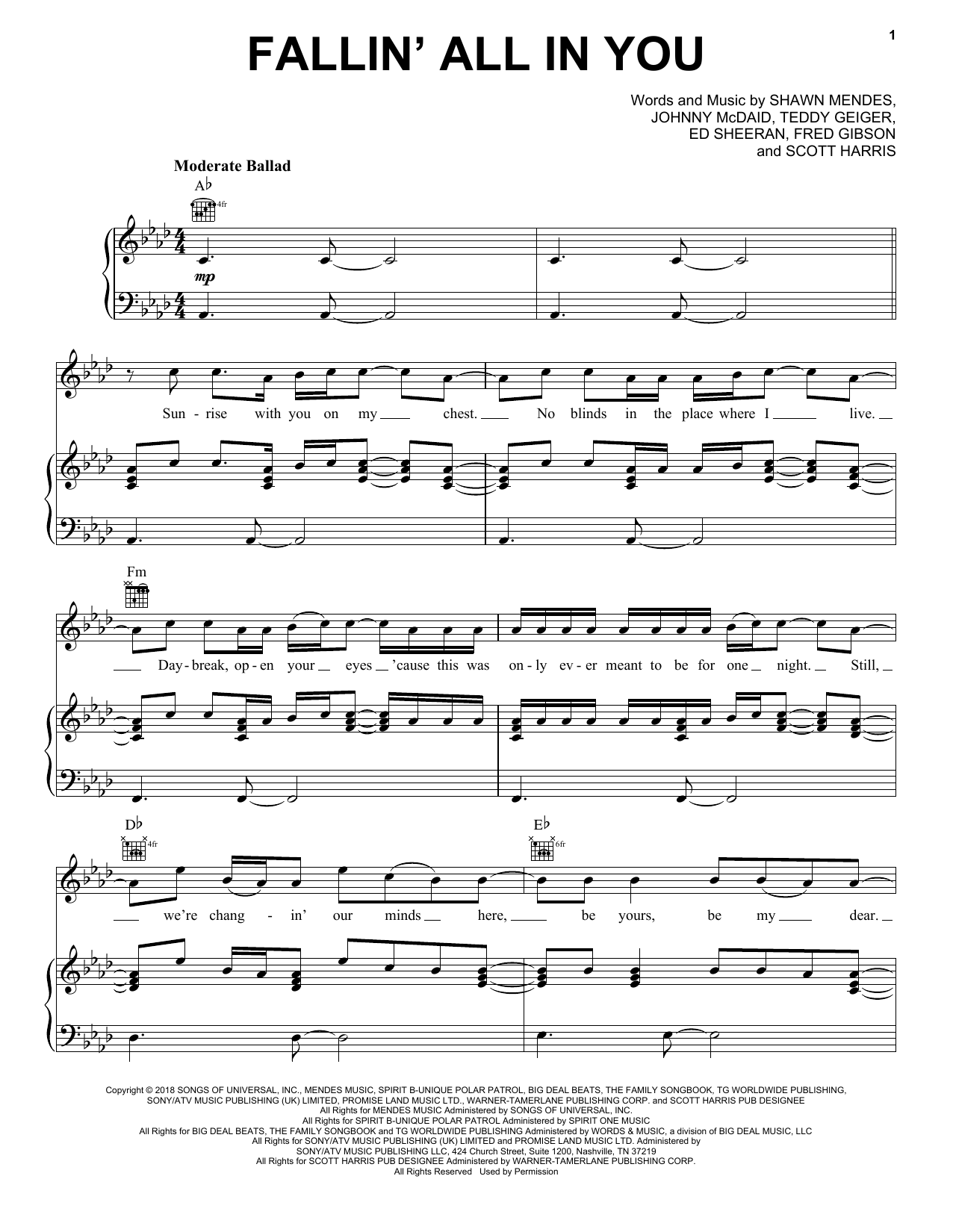 Download Shawn Mendes Fallin' All In You Sheet Music