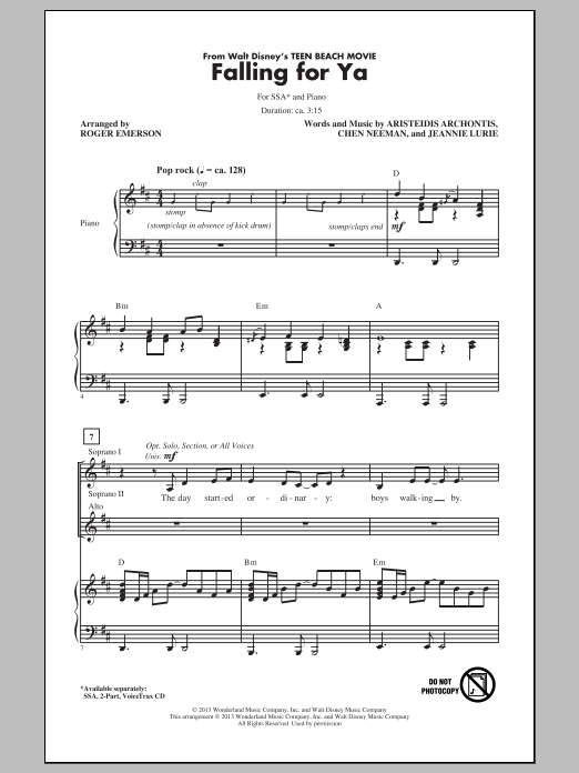Download Grace Phipps Falling For Ya (from Teen Beach Movie) Sheet Music