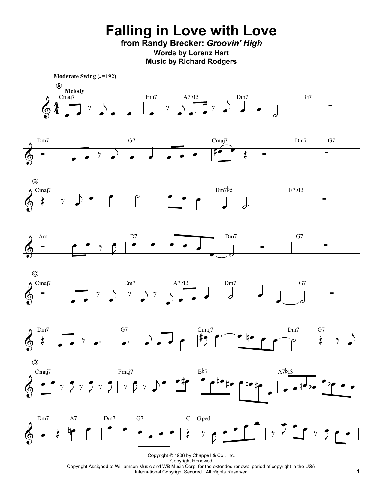 Download Randy Brecker Falling In Love With Love Sheet Music