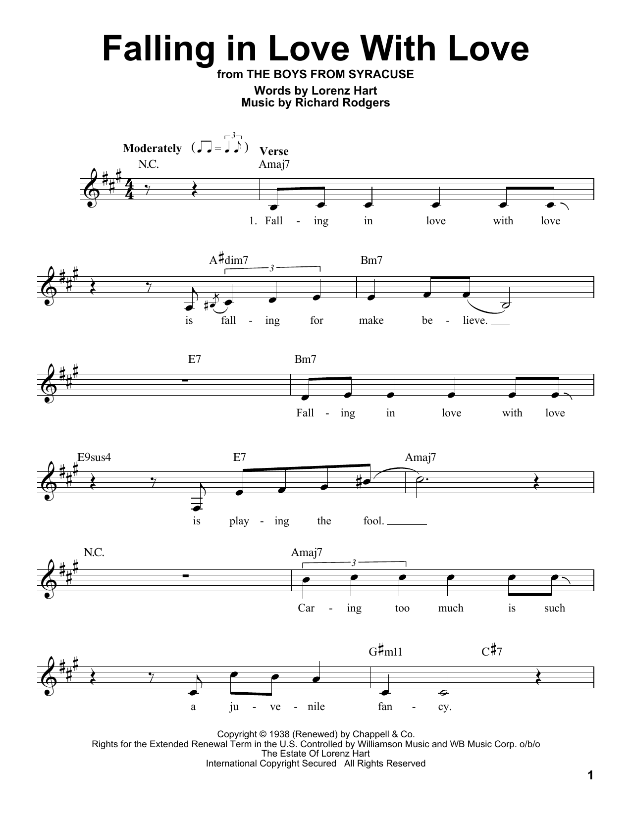Download Rodgers & Hart Falling In Love With Love Sheet Music