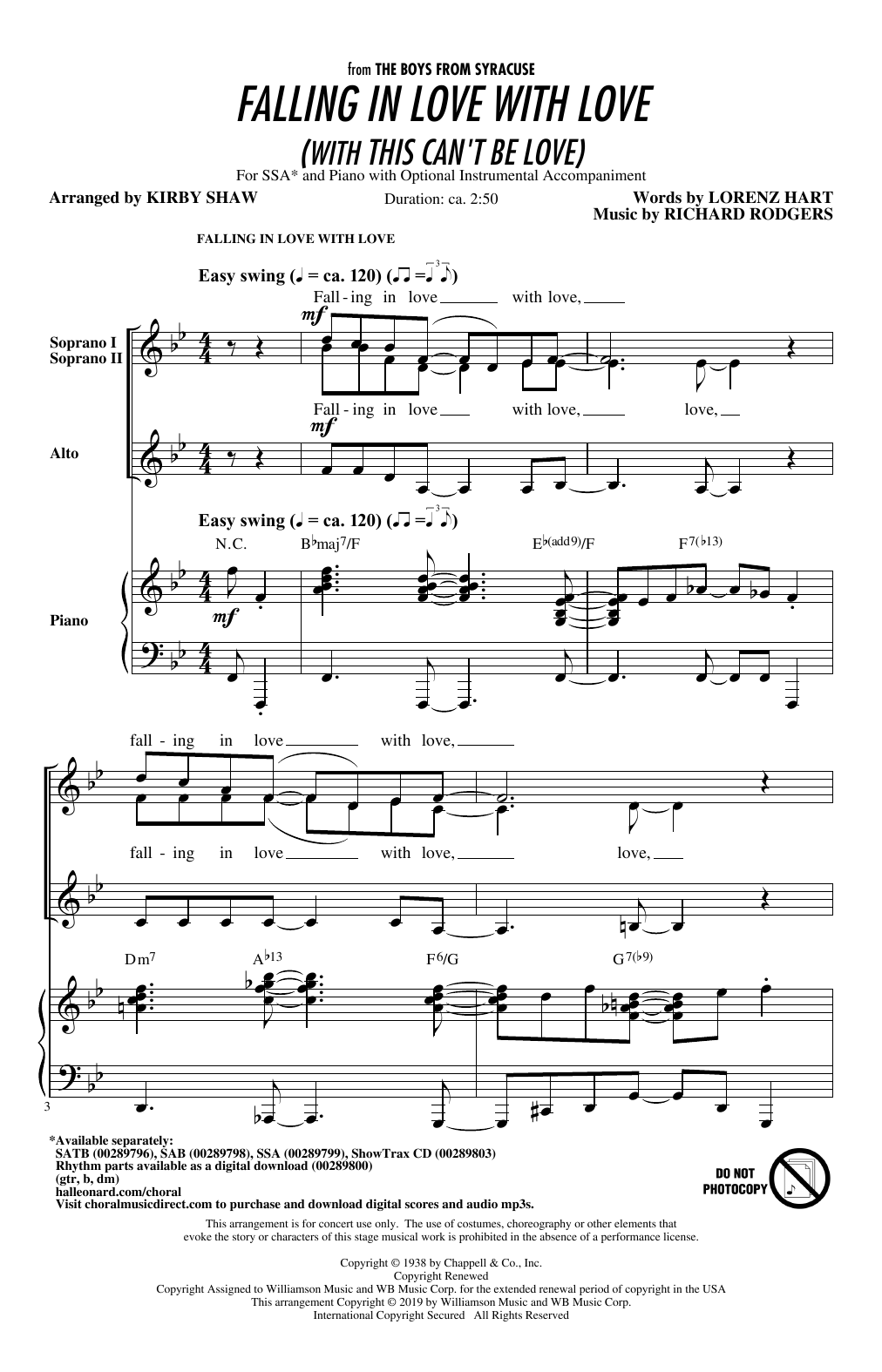 Download Rodgers & Hart Falling In Love With Love (with This Ca Sheet Music