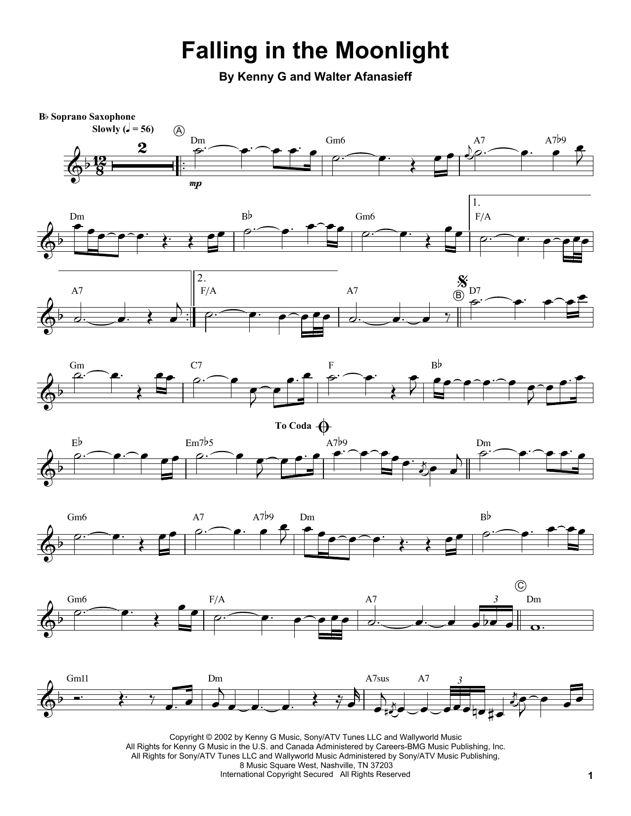 Download Kenny G Falling In The Moonlight Sheet Music