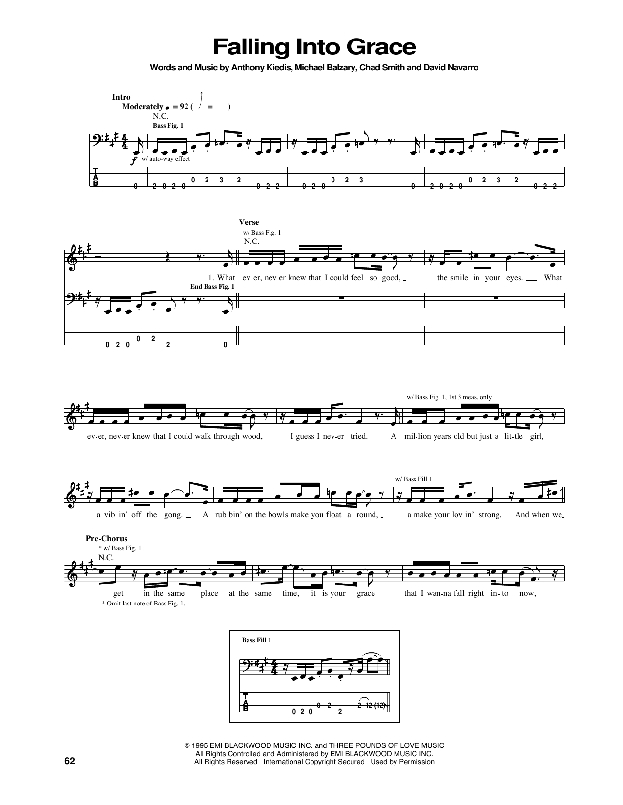 Download Red Hot Chili Peppers Falling Into Grace Sheet Music