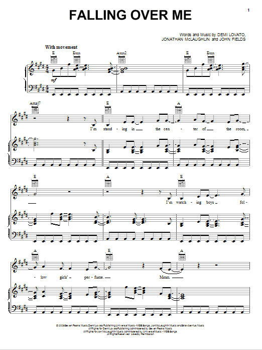 Download Demi Lovato Falling Over Me Sheet Music