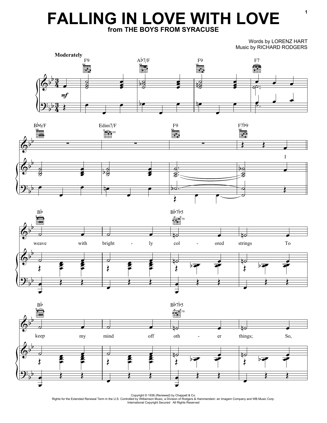 Rodgers & Hart Falling In Love With Love sheet music notes printable PDF score