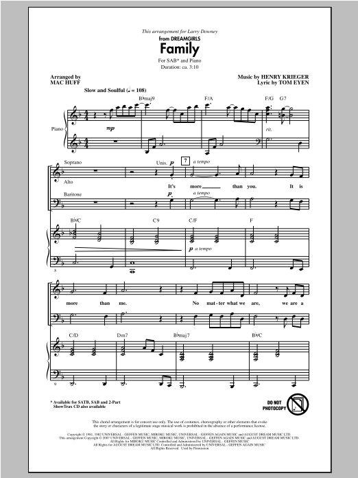 Download Henry Krieger Family (from Dreamgirls) (arr. Mac Huff Sheet Music