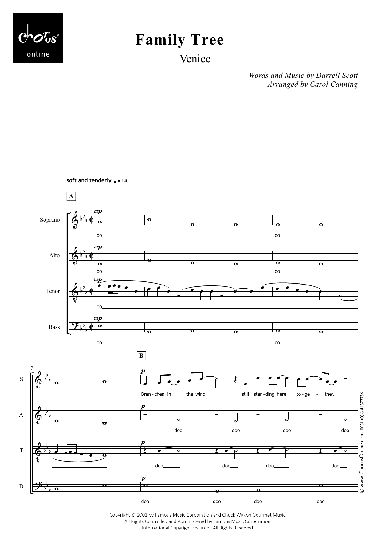 Venice Family Tree (arr. Carol Canning) sheet music notes printable PDF score