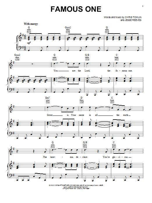 Download Chris Tomlin Famous One Sheet Music