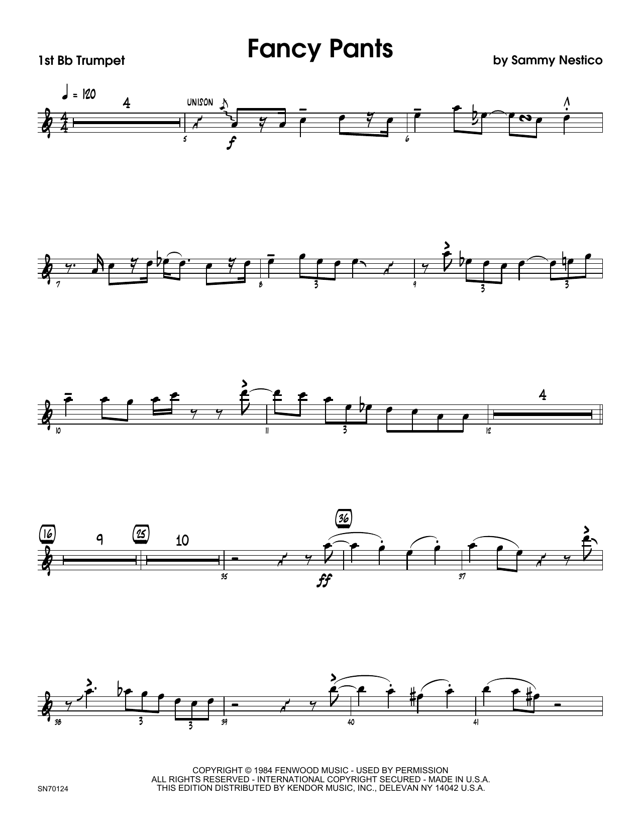 Download Sammy Nestico Fancy Pants - 1st Bb Trumpet Sheet Music