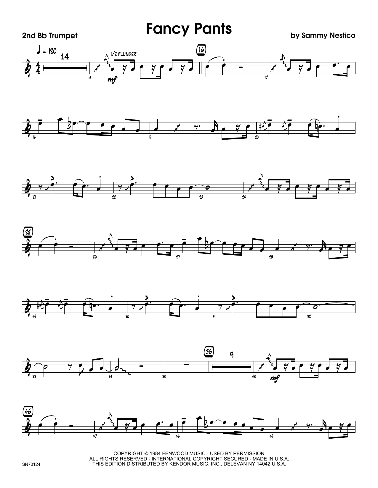 Download Sammy Nestico Fancy Pants - 2nd Bb Trumpet Sheet Music
