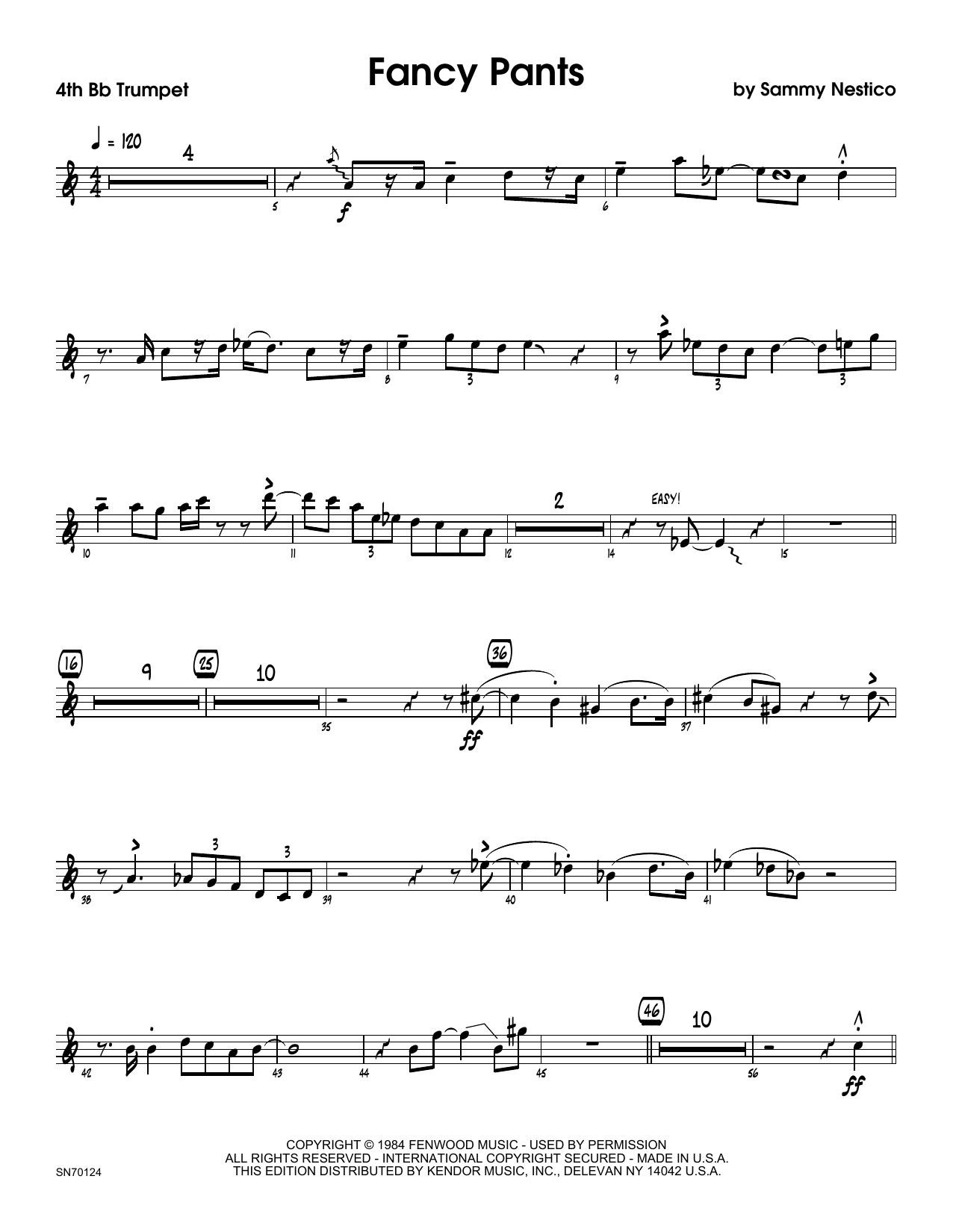 Download Sammy Nestico Fancy Pants - 4th Bb Trumpet Sheet Music