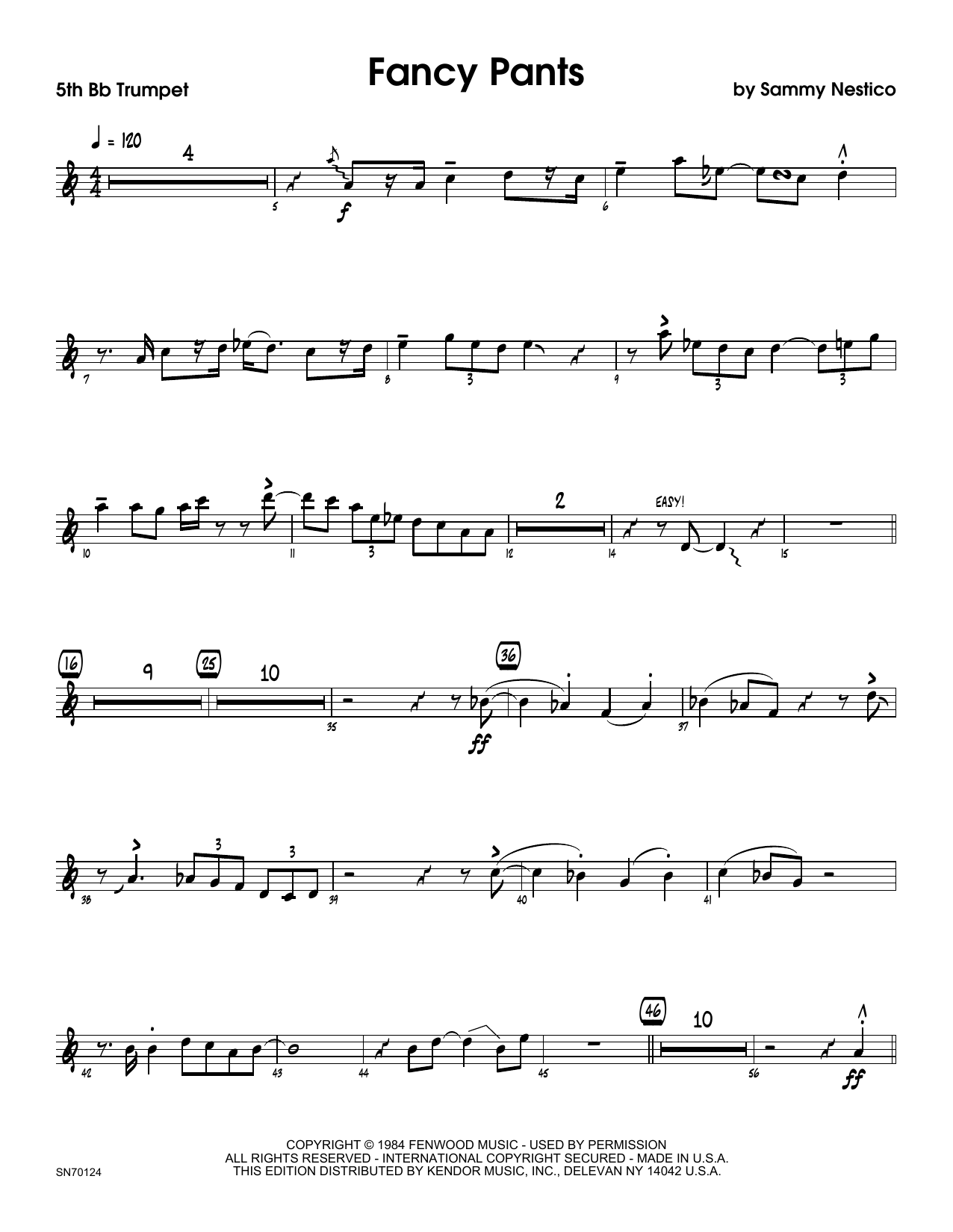 Download Sammy Nestico Fancy Pants - 5th Bb Trumpet Sheet Music