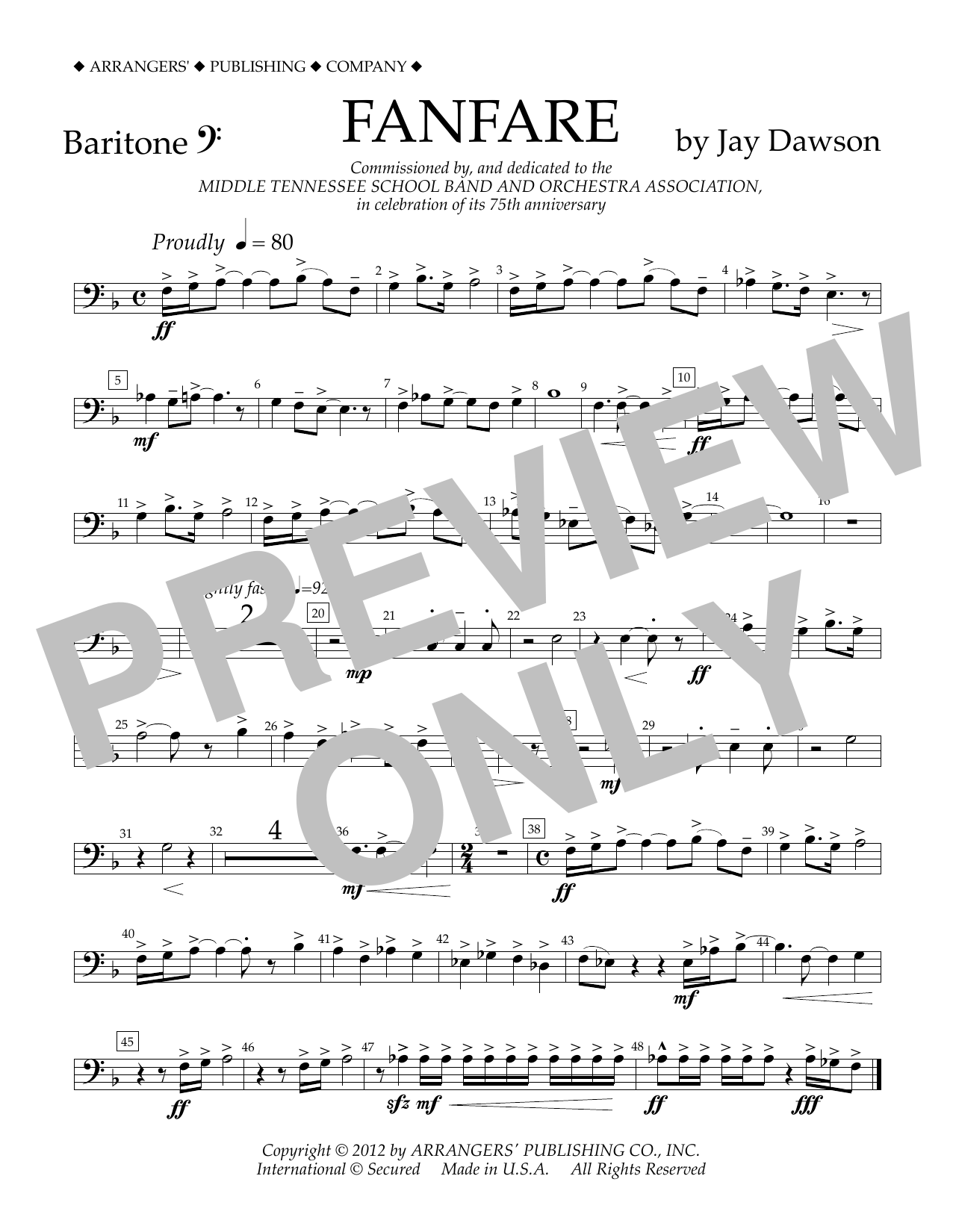 Download Jay Dawson Fanfare - Baritone B.C. Sheet Music