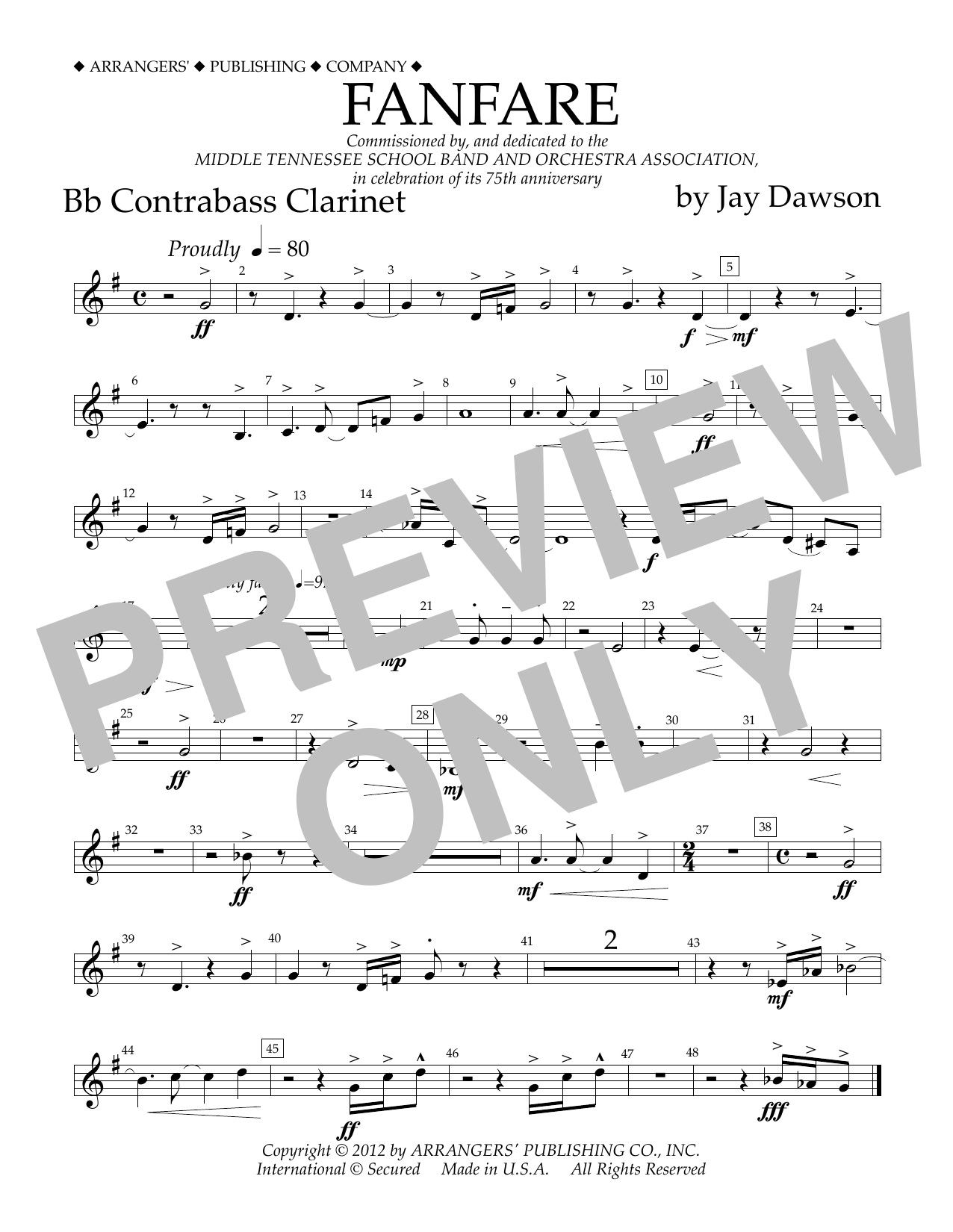 Download Jay Dawson Fanfare - Bb Contra Bass Clarinet Sheet Music