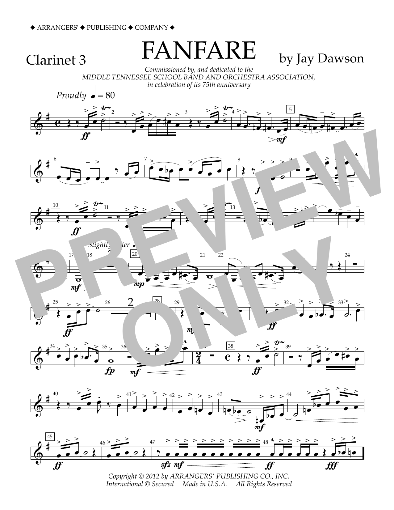 Download Jay Dawson Fanfare - Clarinet 3 Sheet Music