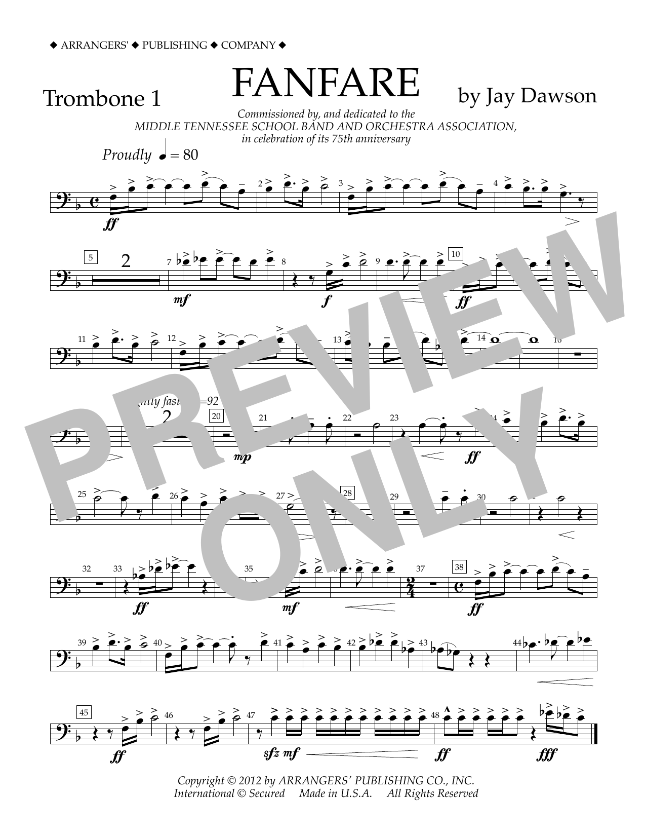 Download Jay Dawson Fanfare - Trombone 1 Sheet Music