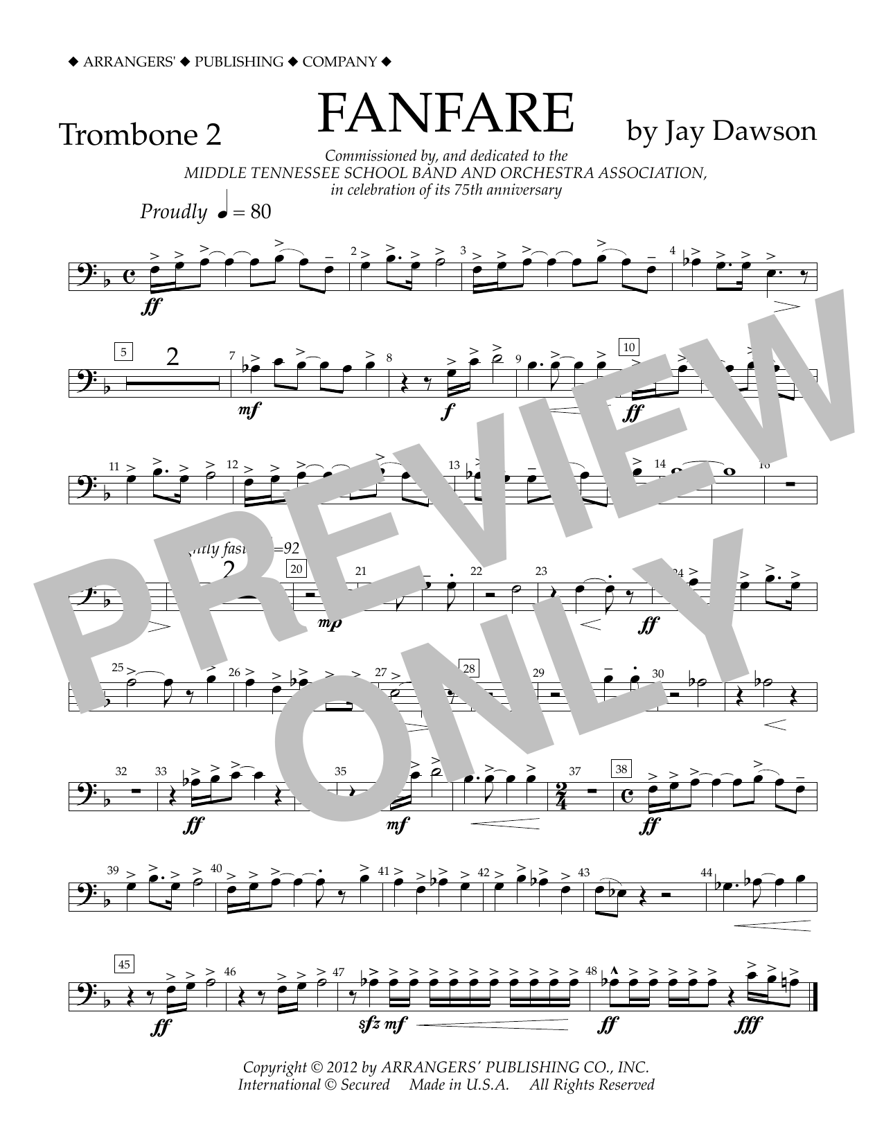 Download Jay Dawson Fanfare - Trombone 2 Sheet Music