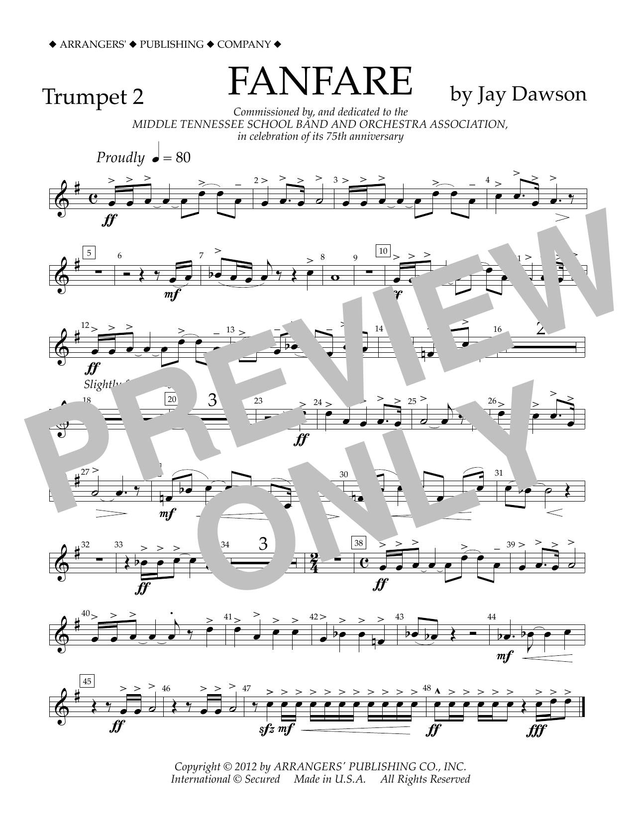 Download Jay Dawson Fanfare - Trumpet 2 Sheet Music
