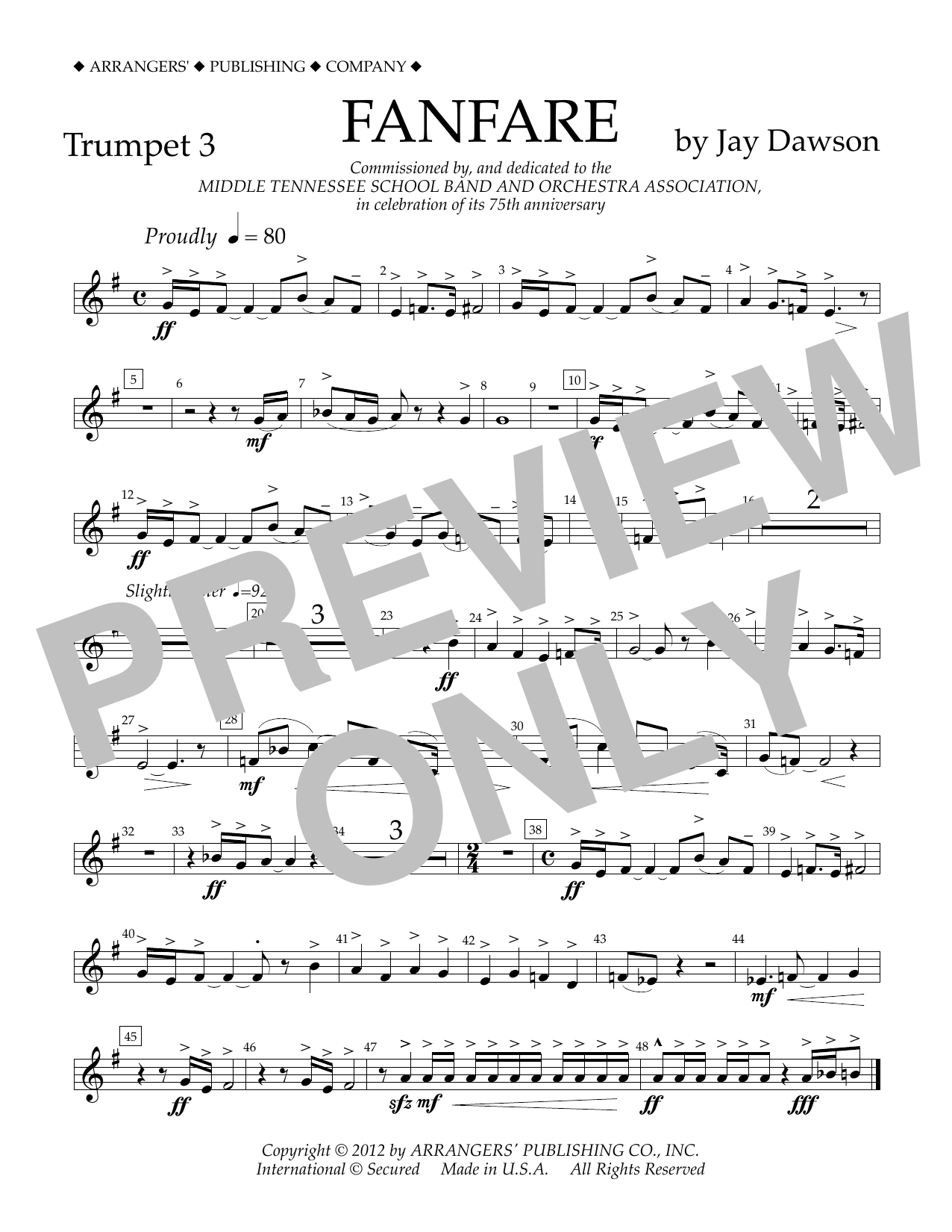 Download Jay Dawson Fanfare - Trumpet 3 Sheet Music