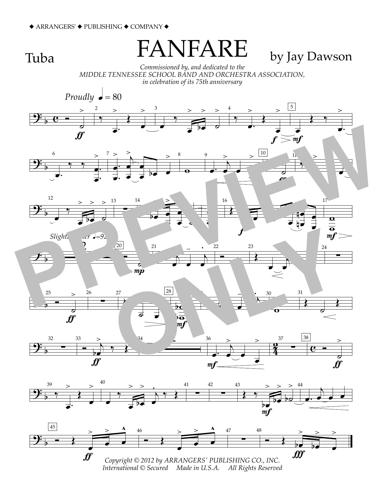 Download Jay Dawson Fanfare - Tuba Sheet Music