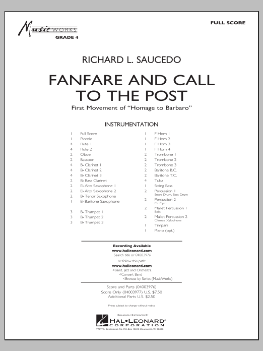 Download Richard L. Saucedo Fanfare and Call to the Post - Conducto Sheet Music