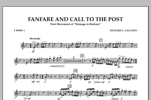 Download Richard L. Saucedo Fanfare and Call to the Post - F Horn 1 Sheet Music