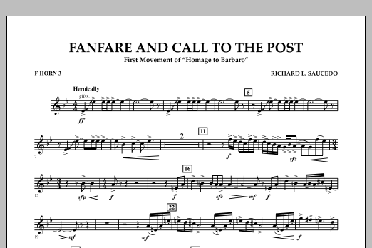 Download Richard L. Saucedo Fanfare and Call to the Post - F Horn 3 Sheet Music