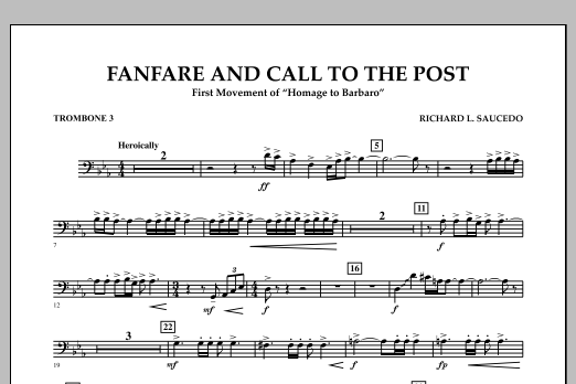 Download Richard L. Saucedo Fanfare and Call to the Post - Trombone Sheet Music