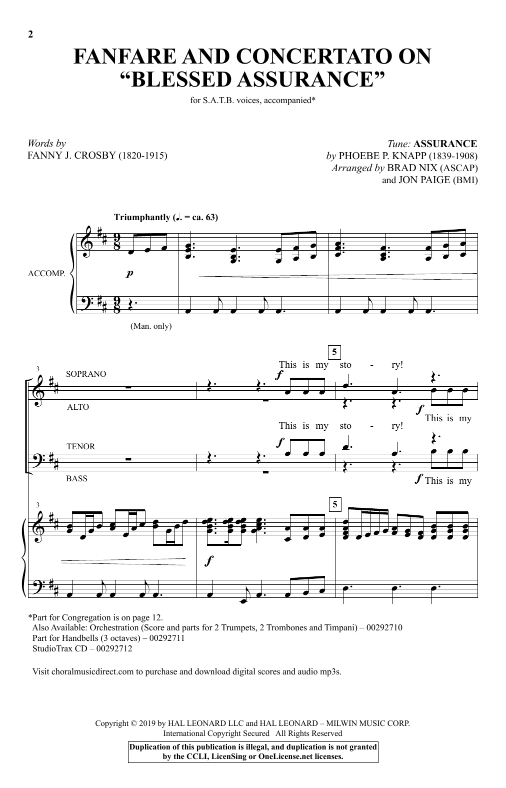 Download Fanny J. Crosby Fanfare And Concertato On 