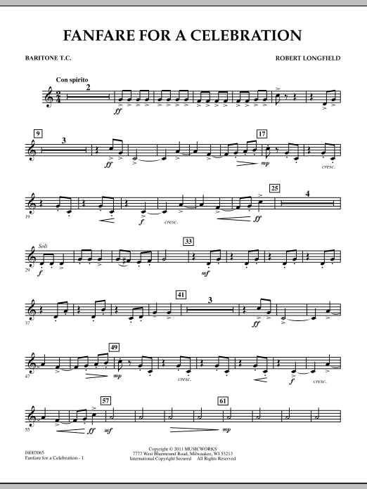 Download Robert Longfield Fanfare For A Celebration - Baritone T. Sheet Music