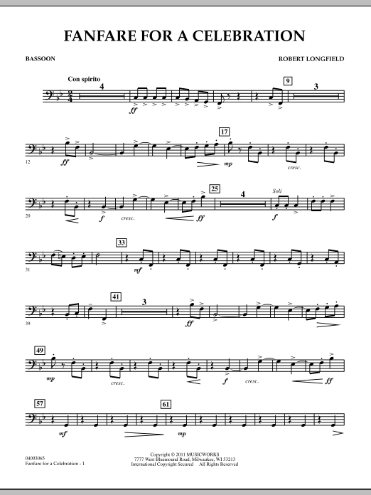 Download Robert Longfield Fanfare For A Celebration - Bassoon Sheet Music