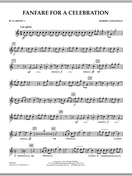 Download Robert Longfield Fanfare For A Celebration - Bb Clarinet Sheet Music