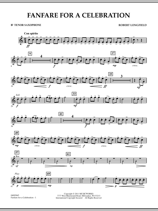 Download Robert Longfield Fanfare For A Celebration - Bb Tenor Sa Sheet Music