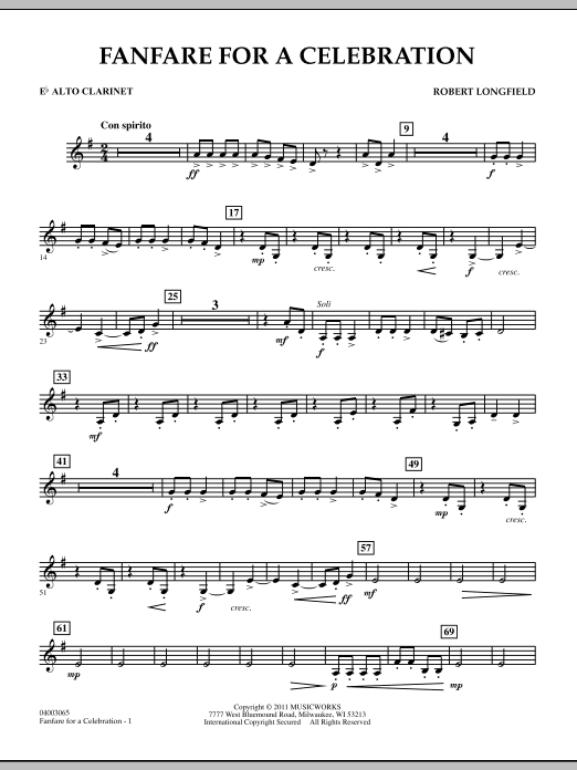 Download Robert Longfield Fanfare For A Celebration - Eb Alto Cla Sheet Music