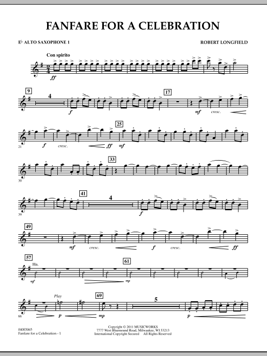 Download Robert Longfield Fanfare For A Celebration - Eb Alto Sax Sheet Music