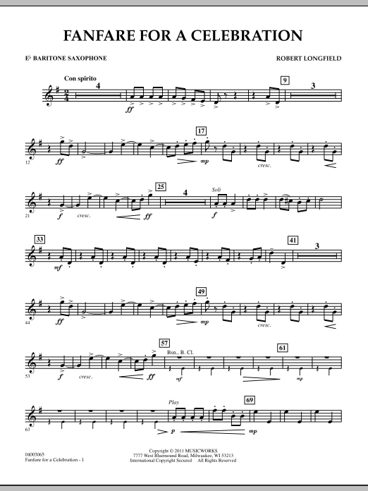 Download Robert Longfield Fanfare For A Celebration - Eb Baritone Sheet Music
