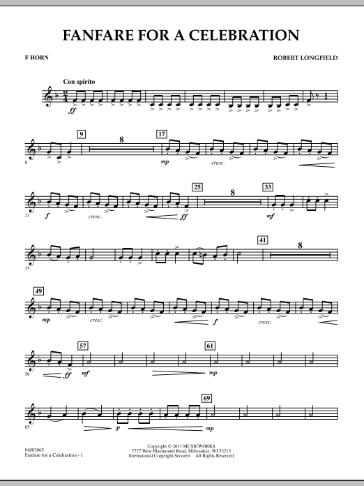 Download Robert Longfield Fanfare For A Celebration - F Horn Sheet Music