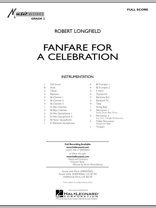 Download Robert Longfield Fanfare For A Celebration - Full Score Sheet Music