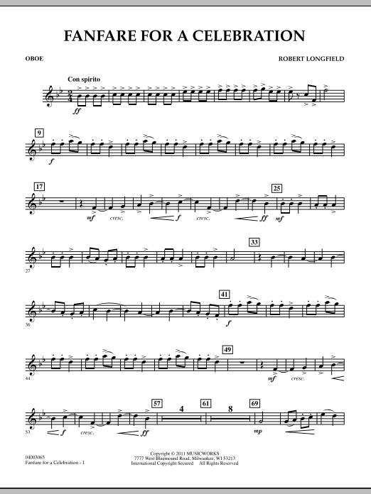 Download Robert Longfield Fanfare For A Celebration - Oboe Sheet Music