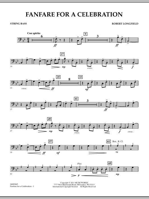 Download Robert Longfield Fanfare For A Celebration - String Bass Sheet Music