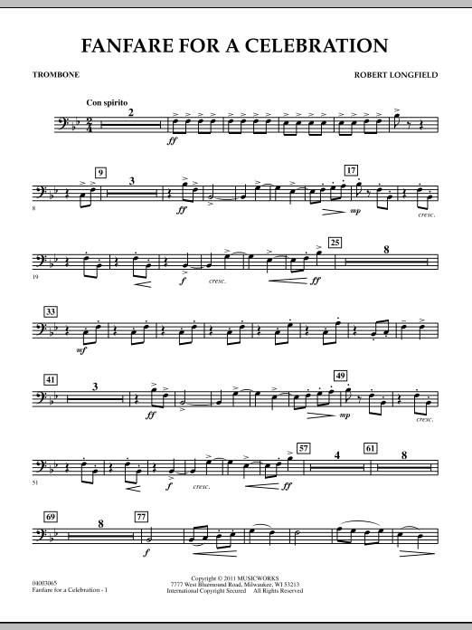Download Robert Longfield Fanfare For A Celebration - Trombone Sheet Music