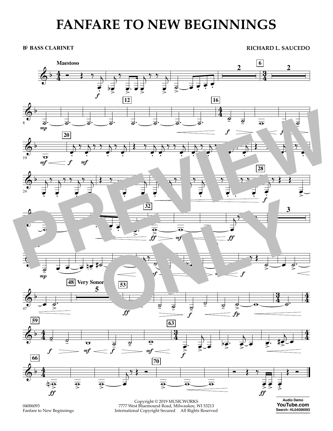 Download Richard L. Saucedo Fanfare for New Beginnings - Bb Bass Cl Sheet Music