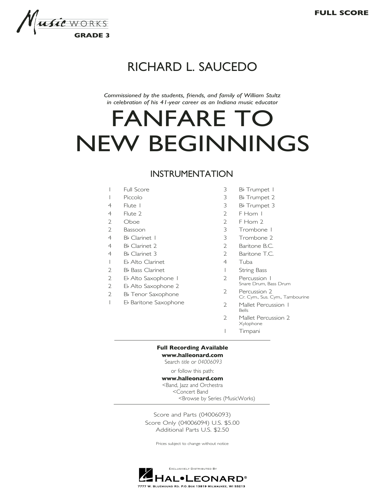 Download Richard L. Saucedo Fanfare for New Beginnings - Conductor Sheet Music