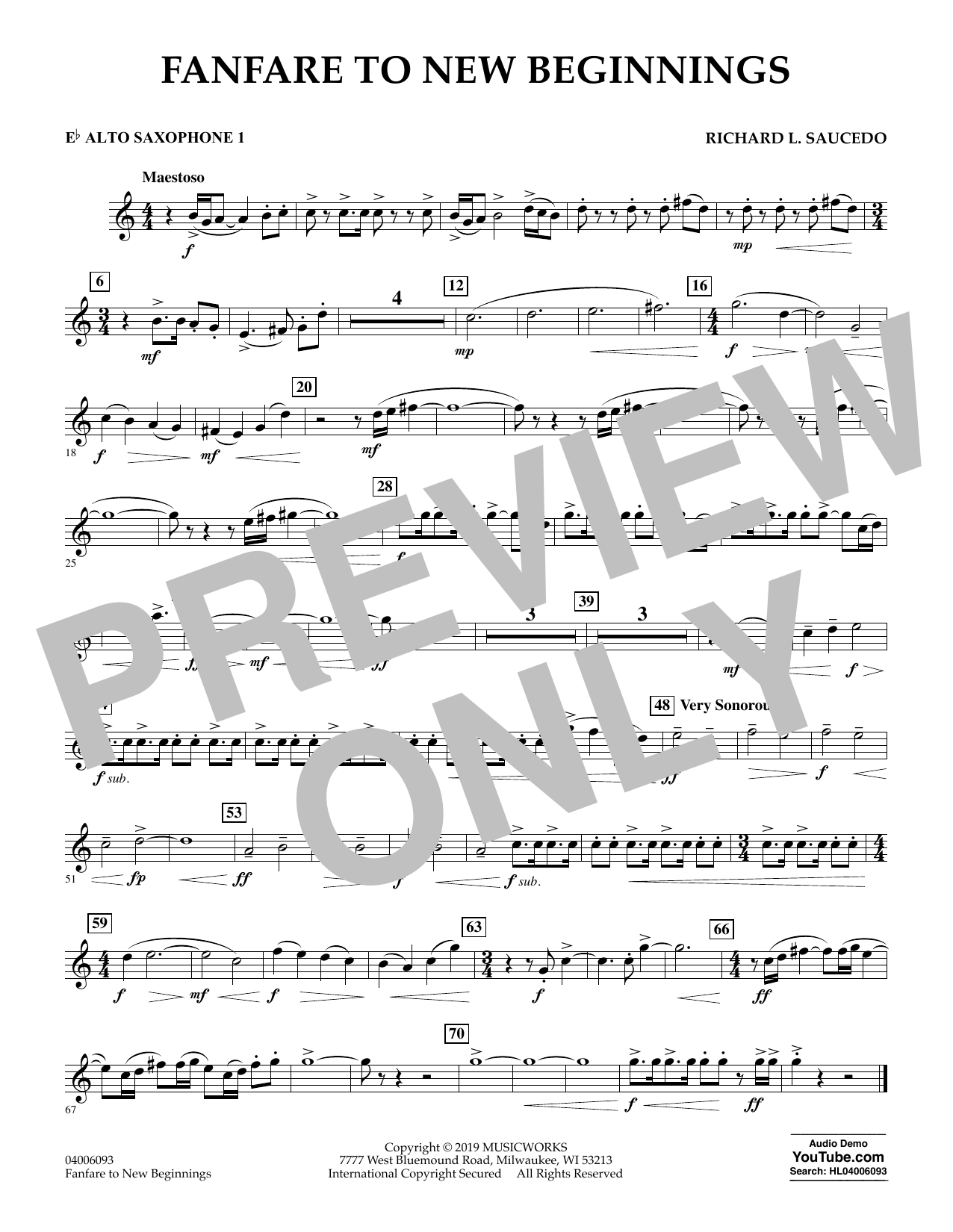 Download Richard L. Saucedo Fanfare for New Beginnings - Eb Alto Sa Sheet Music