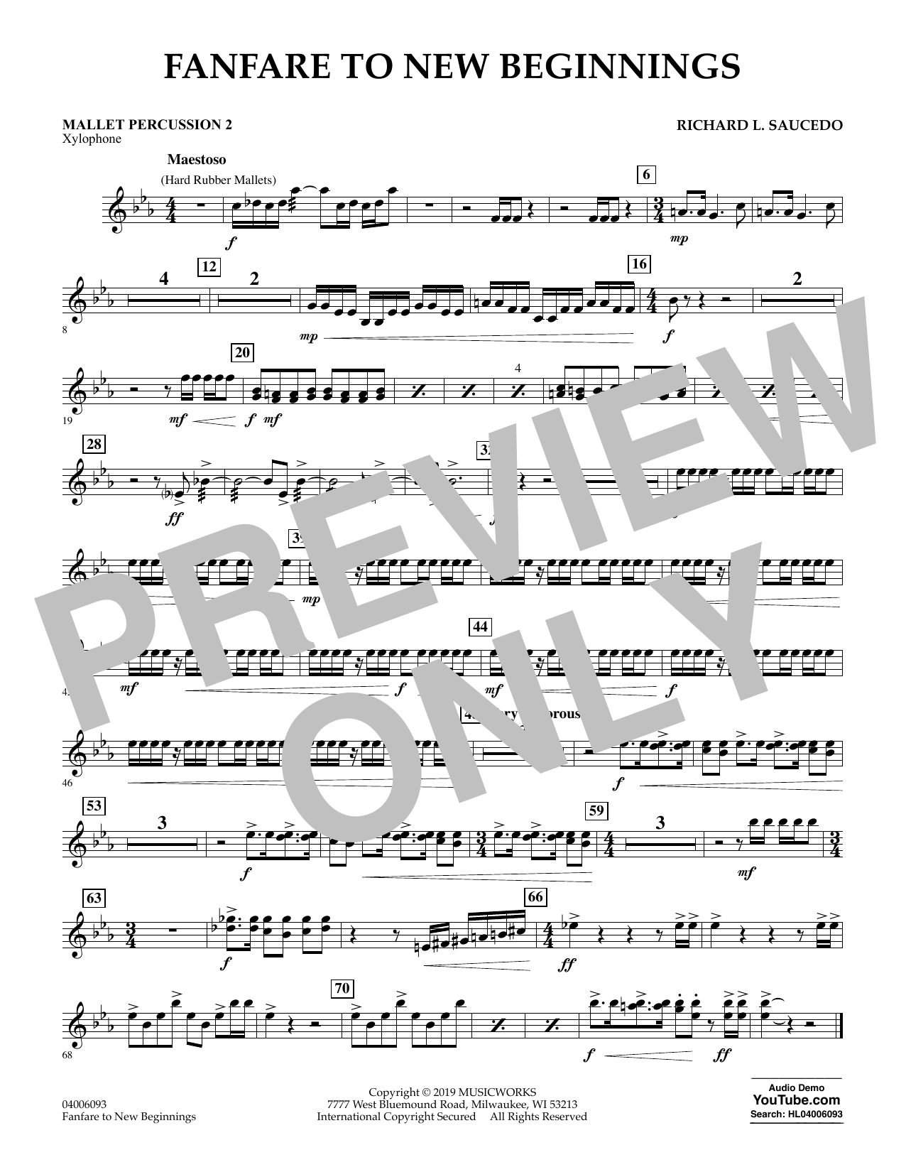Download Richard L. Saucedo Fanfare for New Beginnings - Mallet Per Sheet Music