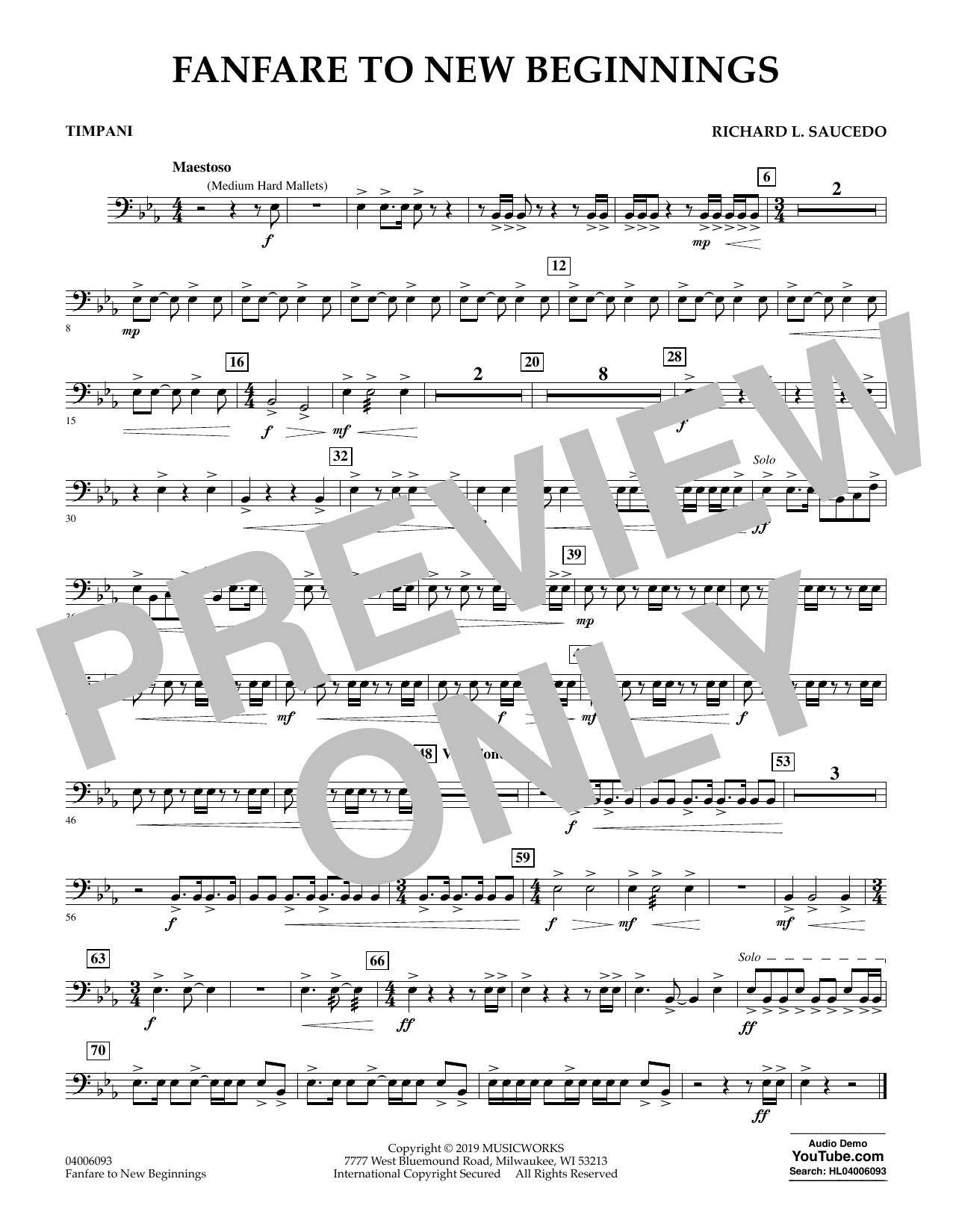 Download Richard L. Saucedo Fanfare for New Beginnings - Timpani Sheet Music