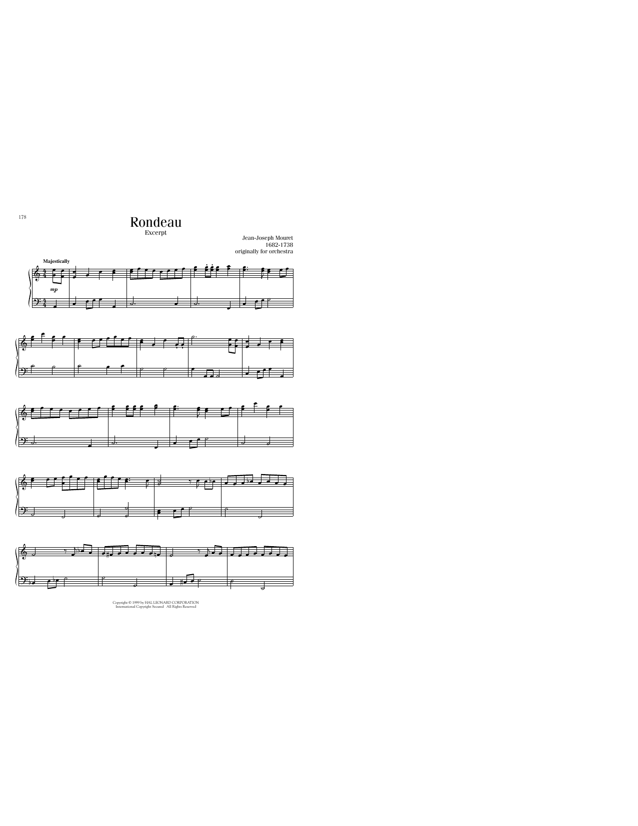 Jean-Joseph Mouret Fanfare Rondeau sheet music notes printable PDF score
